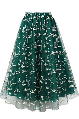 Jupe en tulle midi longue brodée AXOE, style bohème chic de fête