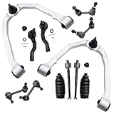 Detroit Axle - 12pc Front End Suspension Kit for 2003-2009 Nissan 350Z 2003-2007 Infiniti G35 2 Upper Control Arms w/Ball Joints 4 Inner & Outer Tie Rods 4 Front Rear Sway Bars 2 Boots Replacement