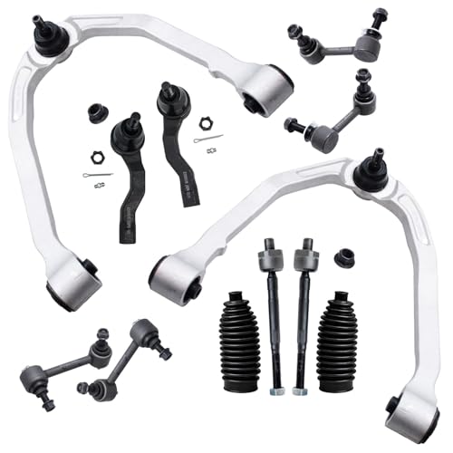 Image of Detroit Axle - 12pc Front End Suspension Kit for 2003-2009 Nissan 350Z 2003-2007 Infiniti G35 2 Upper Control Arms w /Ball Joints 4 Inner & Outer Tie Rods 4 Front Rear Sway Bars 2 Boots Replacement