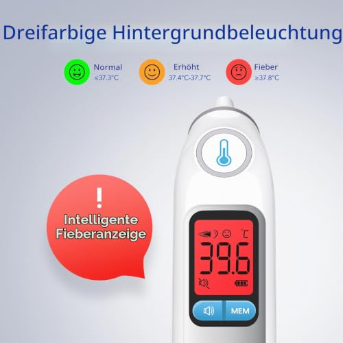 Ohrthermometer, Ohr Fieberthermometer für Baby Erwachsene, digitales infrarot-Thermometer mit...