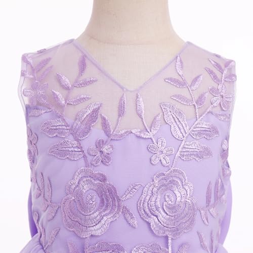 IDOPIP Flower Girl Lace Dress for Kids Wedding Bridesmaid Pageant Party Formal Long Gown Princess Communion Tulle Bow Dresses4