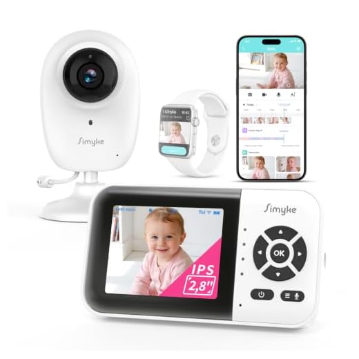 Simyke Smart Video Baby Monitor with Camera and Audio,Dual Mode,WiFi On/Off Switch,2.8inch Display,App,1080p Camera,1500ft Long Range,Night Vision,2-Way Talk,AI Baby Growth Album Function