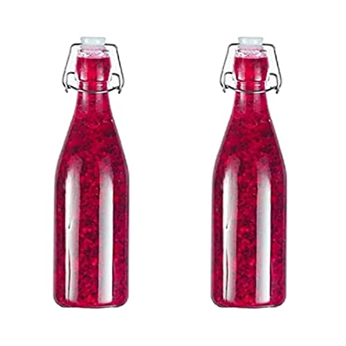 Image of Clip Top Preserve Bottles - 2 Pack of 500ml Clear Glass Bottles with Airtight Stoppers, Swing Top Bottles for Beer Brewing, Wine, Condiments, Beverages, Oil, Vinegar (Pack of 2)