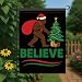 Saoplasa Funny Christmas Garden Flag Believe Sasquatch Bigfoot Santa Hat 12x18 Inch Double Sided Outdoor Winter Holiday Yard Decoration Festive Lawn Porch Funny Christmas Banner