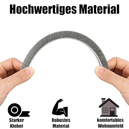 10M Bürstendichtung Selbstklebend Bürstenleiste Dichtungsstreifen Winddicht Staubdicht Dichtungsband Für Schiebetüren Fenster Garderobe Dichtungsbürste
