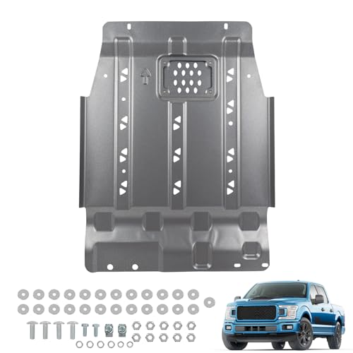 RUIANOMG Transmission Skid Plate Replacement For Ford F150 4WD 2.7L 3.5L EcoBoost 2015-2022, Steel Splash Protection Shield Kit