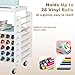 LUCKUP Organization and Storage Craft Table for Cricut Machines, Rolling Cart Cabinet with 28 Vinyl Roll Holders and 5 Drawers, Heat Press Stand Crafting Storage Cart with Hooks