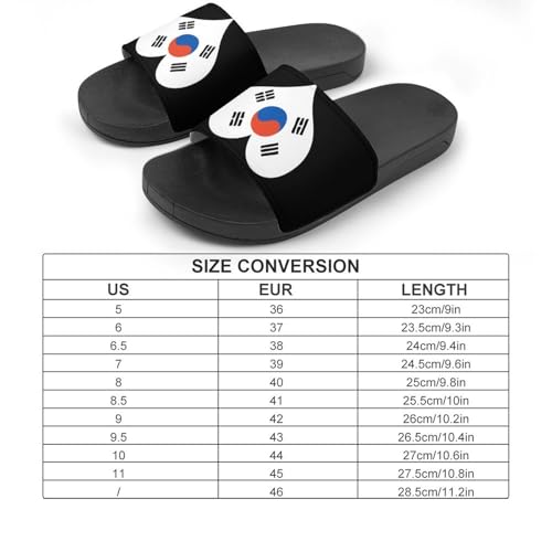 Flag of South Korea Heart Men's Bathroom Slippers Shower Indoor Home Beach Outdoor Shoes for Women2