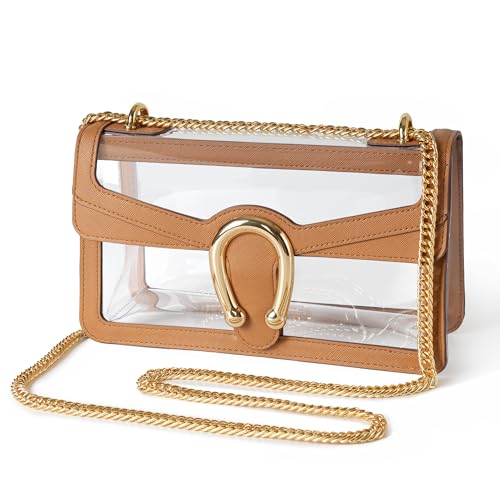Image of Joryin Women's Stadium Approved Crossbody Bag for Women, Small Clear Bag Shoudler Purse with Chain Strap