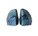 JIC Gem Blue Agate Bookends Geode Book Ends for Shelves Decorative Crystal Bookends Heavy Duty Bookend Bookshelf Decor with Rubber Bumpers(1 Pair, 3-4 LBS)