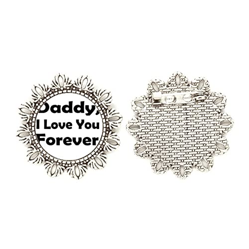Broche de plata de flor Love You Dad con acabado artesanal de alta joyería