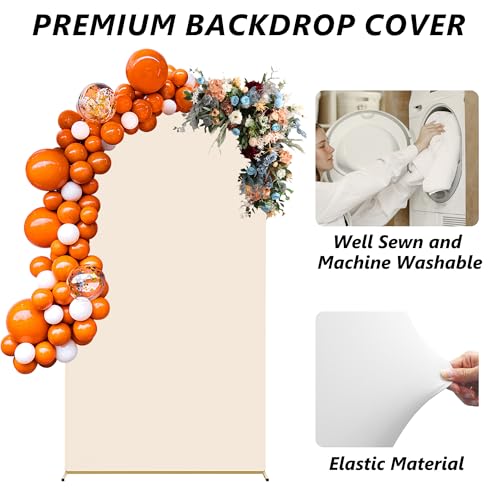 Neatsure Arch Backdrop Stand and Cover Set, 7.2FT Metal Photo Balloon Arch Backdrop Stand for Wedding Birthday Party Baby Shower Ceremony Graduation Decoration, Beige by Neatsure - Image 3
