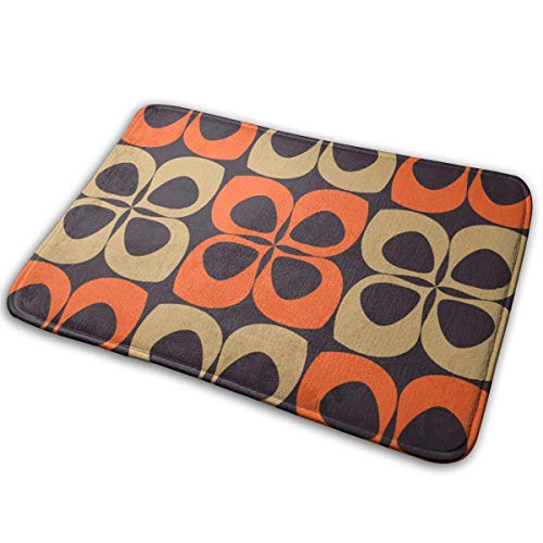 BLSYP Orange Retro Funky Floral Decorative Indoor Outdoor Doormat Non Slip Front Door Mat 24 x 16 Inch