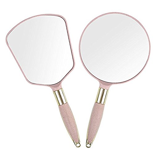 XPXKJ Handheld Mirror with Handle, for Vanity Makeup Home Salon Travel Use (Square Beige)