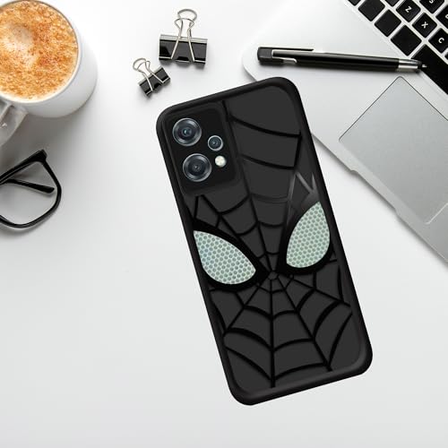 Image of Stylish Spider Back Case Cover Compatible for OnePlus Nord CE 2 Lite 5G | Spidey Face Mask Case | Soft Silicone | Camera & Full Body Protection | Shock Proof | (Black)