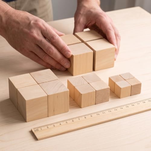 FewNvWa Children Wooden Toy Set with Smooth Surface Building Blocks Stacking Blocks Sorting Blocks Eco Friendly Design Suitable for Counting Games Home Play, 7cm x 7cm x 7cm - 2