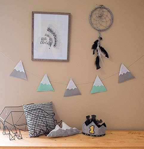 Mountain Garland Banner - Handmade Felt Bunting, Dark Grey & Turquoise, Woodland Nursery Decor, Baby Shower Gift - View #8