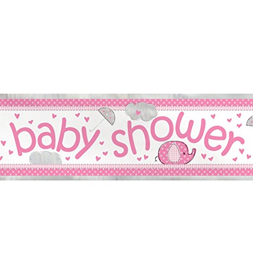12ft Foil Pink Elephant Girl Baby Shower Banner