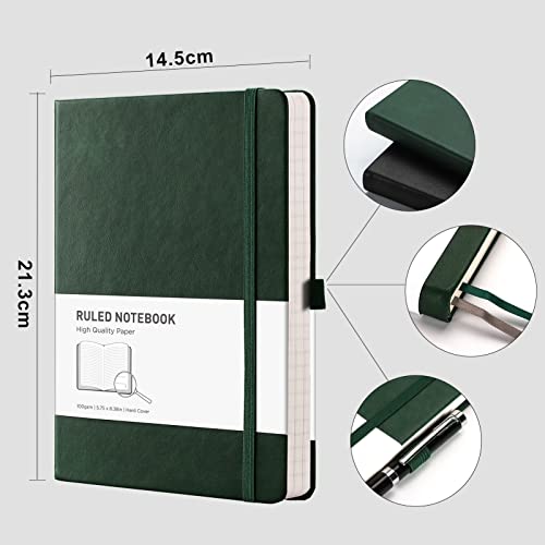 Rettacy College Ruled Notebook 2 Pack - Leather Notebooks College Ruled With 376 Numbered Pages,Hardcover,8 Perforated Sheets,Pen Loop,100Gsm Thick Paper 5.75'' × 8.38'' #TOP1