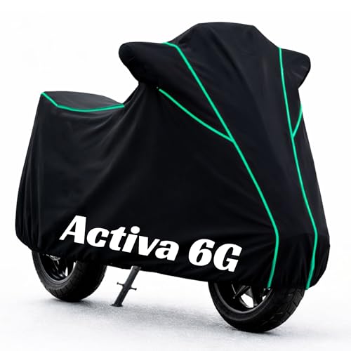 Image of Premium Bike Cover for Honda Activa 6G, Water Resistant, Dustproof, UV Protected, Scratchproof Motorcycle Cover for Outdoor Use, All Weather Protection (Black & Aqua Piping)