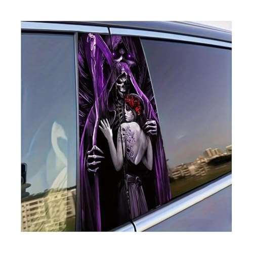 Autocollant pilier central voiture film protection brillant polyéthylène crâne de sucre 2pcs