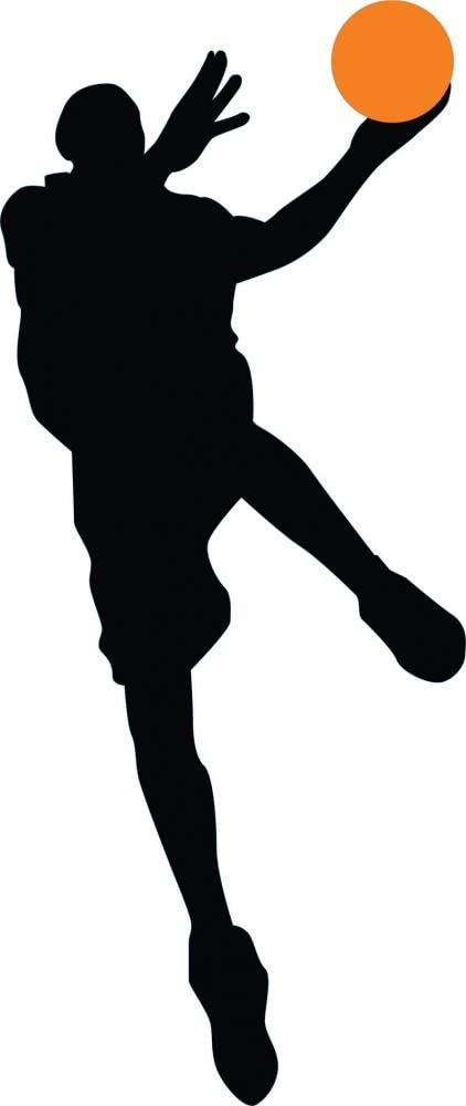 Basketball Player Silhouette - 62 Wall Decal - 42 Inches H x 18 Inches W - Peel and Stick Removable Graphic