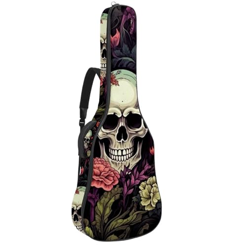 Sac pour guitare acoustique Halloween Art Floral Skull housse universelle 106,7 cm