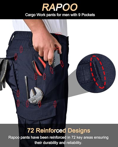 Image of Rapoo Ripstop Water Resistant Cargo Tactical Pants for Men EDC Hiking Work Military Army Pants with 9 Pockets