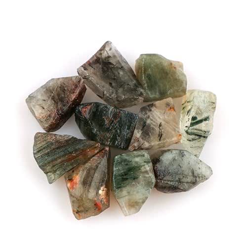 Amazon.com: CRYSTALINES 10pcs Natural Raw Green Rutile Quartz Gemstones ...