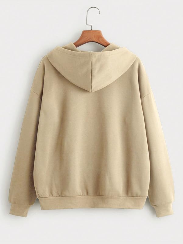 Image of Imsa Moda Women's Polycotton Fleece Plain Full-Zip Hooded Winter Jacket | Casual Hoodie with Kangaroo Pocket | Comfortable Warmwear