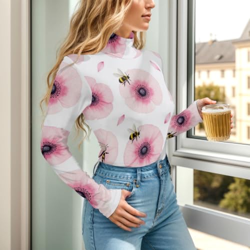 Overol de cuello alto floral y bodis moldeadores para mujer con manga larga 4