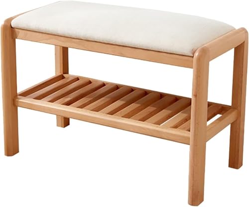 Étagère à chaussures en bois noble et banc rembourré aux finitions soignées