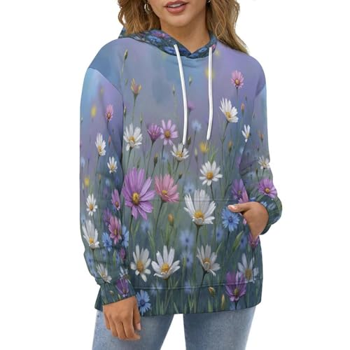 Sweat à capuche imprimé 3D fleurs d'herbe pullover Harajuku pour hommes - 3