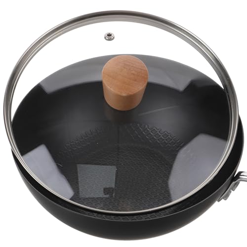 Wok pequeño de hierro fundido con tapa antiadherente miniatura 2