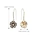 BriLove Fashion Elegant Rhinestone Enamel Rose Flower Hook Dangle Earrigns for Women Black Gold-Toned