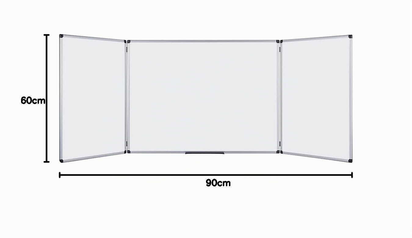 Bi-Office - Pizarra Blanca Magnética Triptica, 90 x 60 cm (cerrada), 180 x 60 cm (abierta), superficie de acero lacado, marco de aluminio