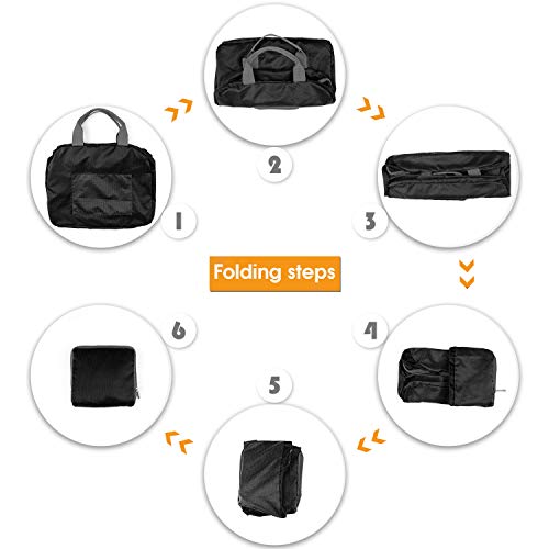 WANDF Foldable Travel Duffel Bag Luggage Sports Gym Water Resistant Nylon, D-black 20l, 20L - Thumbnail 7