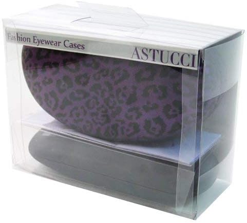 Astucci Sunglass Eyeglass Eyewear Gift Set: AS413 Leopard Hard Clamshell Sunglass Case, AS49B Selected Smooth Medium Hard Eyeglass Case and Two Microfiber Cleaning Cloths (Purple)