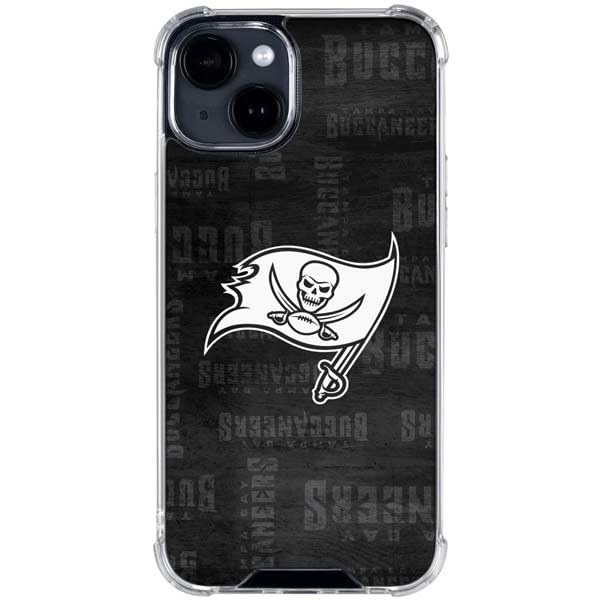 Skinit Clear Phone Case Compatible with iPhone 14 - Officially Licensed NFL Tampa Bay Buccaneers Black & White Design