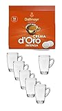 Dallmayr Crema d'Oro Intensa | 16 Kaffeepads + 6 x Glas Henkelbecher Henkel 310ml