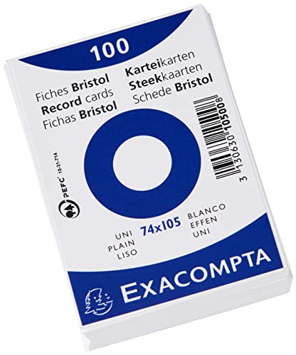 100 Fiches Bristol Sous Film - Uni Non Perfore - 74x105mm