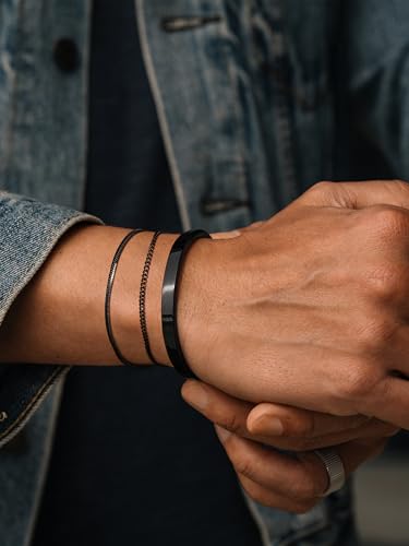 Stacked Bracelets for Men Women: 3 Pcs Bracelet Set Cuff Bangle/Cuban Link/Snake Chain Adjustable Layered Bracelet Stainless Steel Bracelets for Mens Jewelry Gifts for Him2