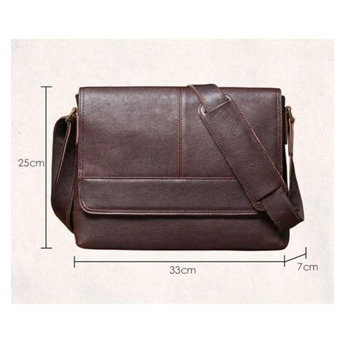 13Inch Mens Genuine Leather Shoulder Bags Messenger Bags Casual Daypacks Briefcases Laptop Bag Crossbody Bags(Black)3