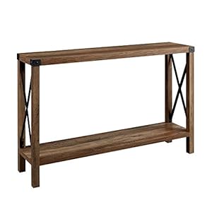 Walker Edison Sedalia Modern Farmhouse Metal X Entry Table, 46 Inch, Rustic Oak