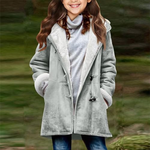 Girls Suede Fleece Lined Coats Long Sleeve Cute Hooded Jacket Keep Warm Winter Fall Hoodies 2025 Solid Duffle Coat2