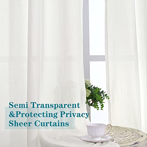 Bgment Natural Linen Look Semi Sheer Curtains For Bedroom, Grommet Light Filtering Casual Textured Privacy Curtains For Living Room, 2 Panels (Each 42 X 45 Inch, Ivory Cream) #TOP3