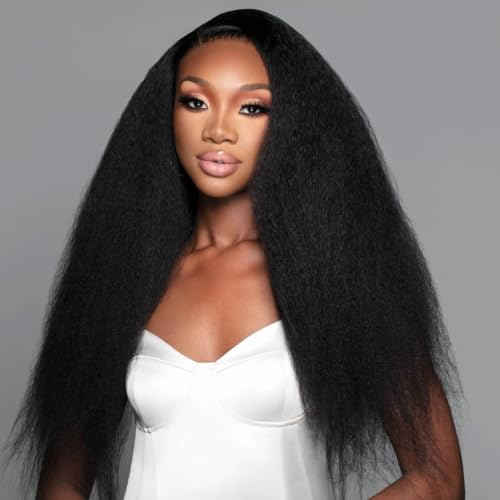 Demi-perruque Yaki Straight pour un coiffage express au bureau en cheveux naturels