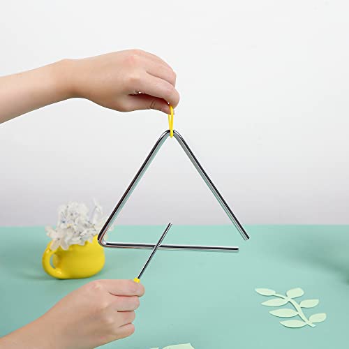 image for TDOCK 10 Pcs Musical Triangle Instrument, 6 Inch Steel Music Percussio