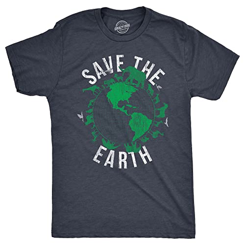 Earth Day Shirt for Men – Save the Earth Planet Graphic Design – Environmental Awareness T Shirt – Soft Comfortable Cotton Blend Tee for Recycling Events Nature Lovers Navy XXL