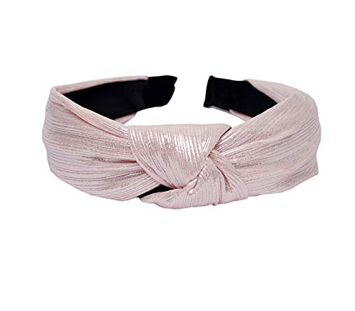 Image of Vogue Hair Accessories Solid Shimmer Fabric Knot Plastic Hairband for Girls and Women (Baby Pink)